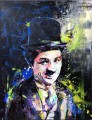 a portrait of Chaplin by knife